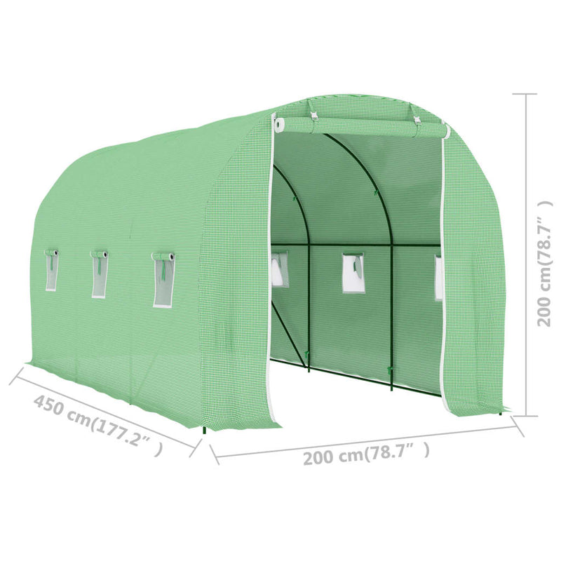 vidaXL melegház 9 m² 4,5 x 2 x 2 m