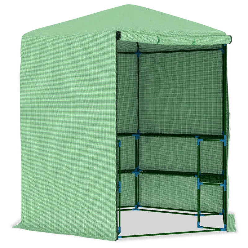vidaXL acél melegház polcokkal 227 x 223 cm