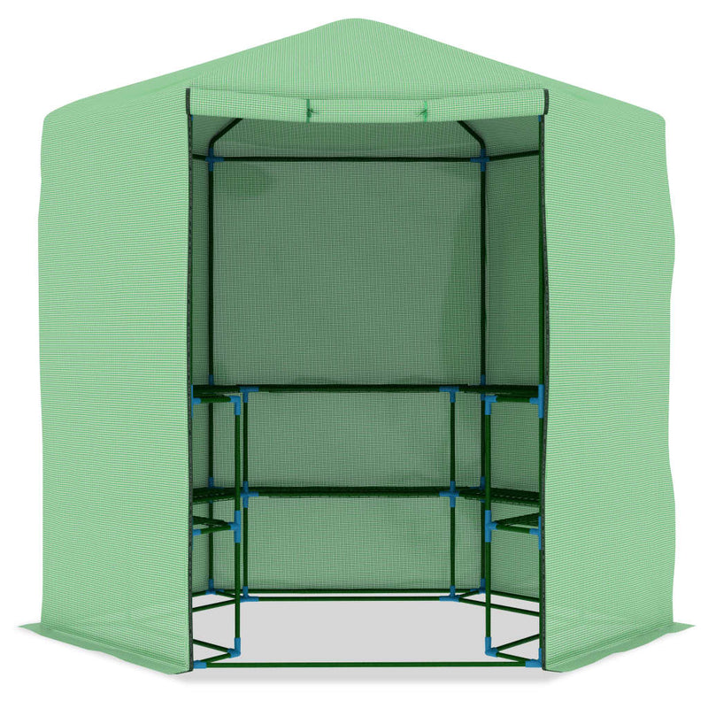 vidaXL acél melegház polcokkal 227 x 223 cm