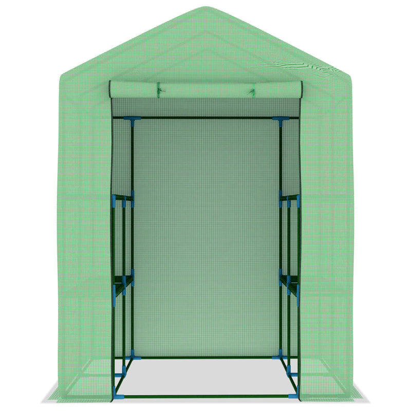 vidaXL acél melegház polcokkal 143 x 143 x 195 cm