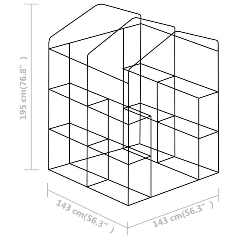 vidaXL acél melegház polcokkal 143 x 143 x 195 cm