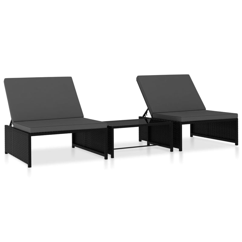 vidaXL 2 db fekete polyrattan dönthető kerti szék asztallal