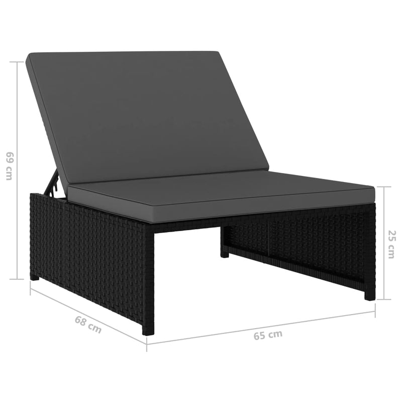 vidaXL 2 db fekete polyrattan dönthető kerti szék asztallal