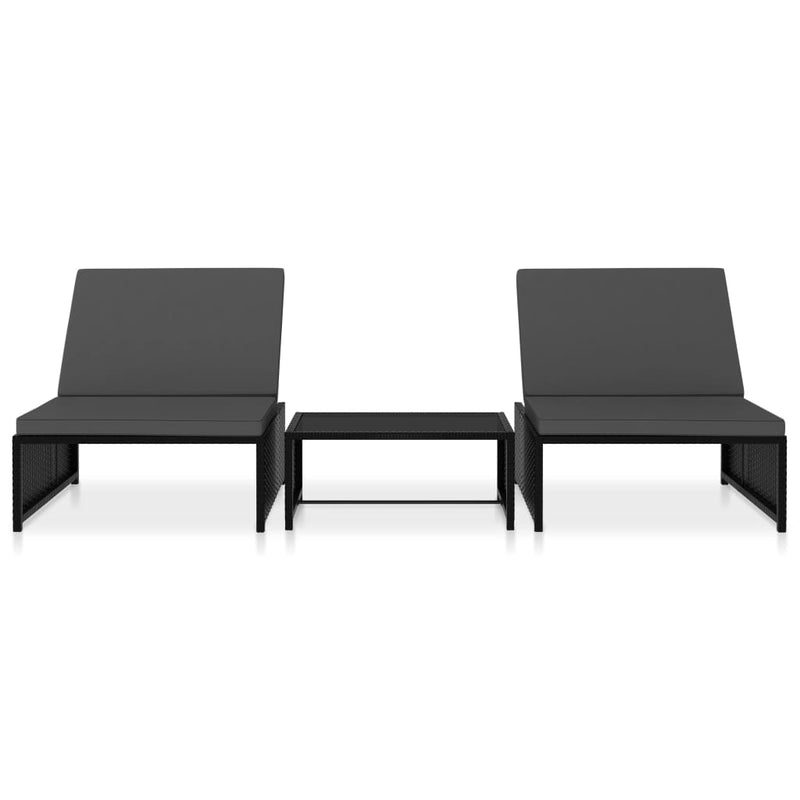 vidaXL 2 db fekete polyrattan dönthető kerti szék asztallal