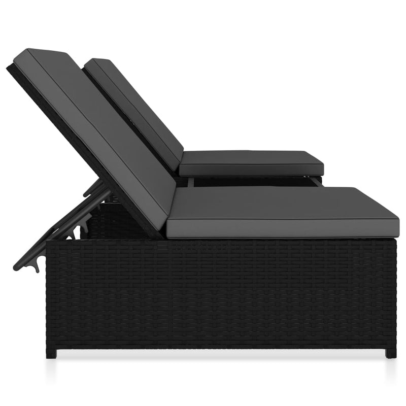 vidaXL 2 db fekete polyrattan dönthető kerti szék asztallal