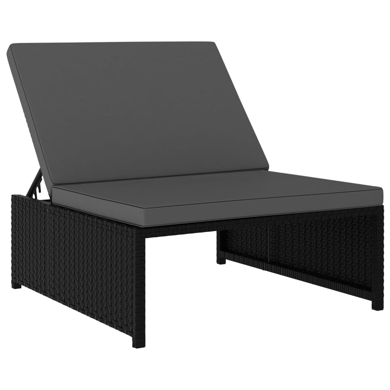vidaXL 2 db fekete polyrattan dönthető kerti szék asztallal