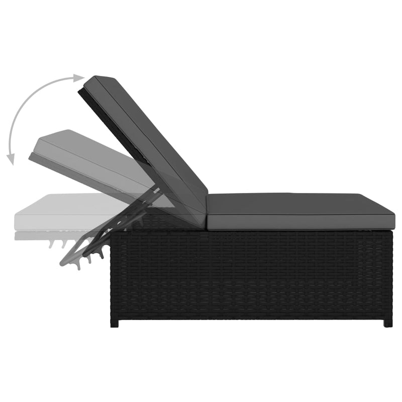 vidaXL 2 db fekete polyrattan dönthető kerti szék asztallal