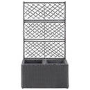 vidaXL fekete rácsos polyrattan magaságyás 2 kaspóval 58 x 30 x 107 cm
