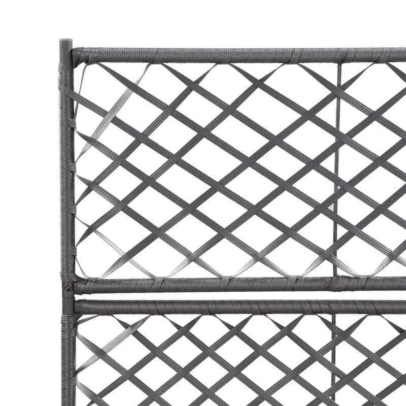 vidaXL fekete rácsos polyrattan magaságyás 2 kaspóval 58 x 30 x 107 cm