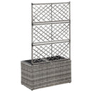 vidaXL szürke rácsos polyrattan magaságyás 2 kaspóval 58 x 30 x 107 cm