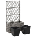 vidaXL szürke rácsos polyrattan magaságyás 2 kaspóval 58 x 30 x 107 cm
