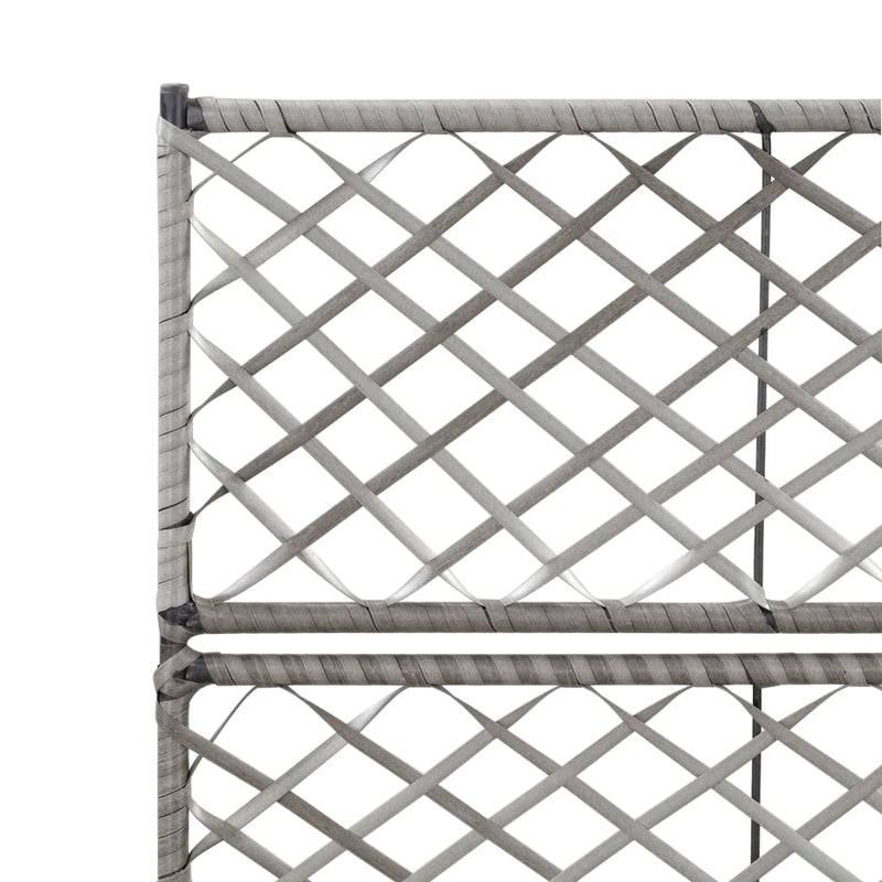 vidaXL szürke rácsos polyrattan magaságyás 2 kaspóval 58 x 30 x 107 cm