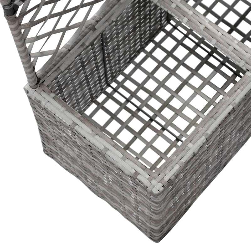 vidaXL szürke rácsos polyrattan magaságyás 2 kaspóval 58 x 30 x 107 cm