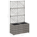 vidaXL szürke rácsos polyrattan magaságyás 2 kaspóval 58 x 30 x 107 cm