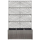 vidaXL szürke rácsos polyrattan magaságyás 3 kaspóval 83 x 30 x 130 cm