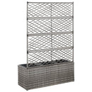 vidaXL szürke rácsos polyrattan magaságyás 3 kaspóval 83 x 30 x 130 cm
