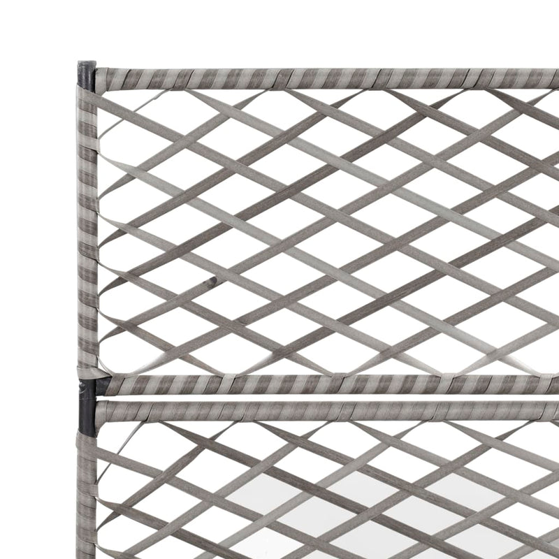 vidaXL szürke rácsos polyrattan magaságyás 3 kaspóval 83 x 30 x 130 cm