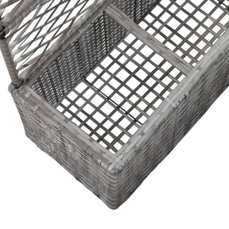 vidaXL szürke rácsos polyrattan magaságyás 3 kaspóval 83 x 30 x 130 cm