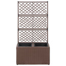 vidaXL barna rácsos polyrattan magaságyás 2 kaspóval 58 x 30 x 107 cm