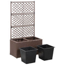 vidaXL barna rácsos polyrattan magaságyás 2 kaspóval 58 x 30 x 107 cm
