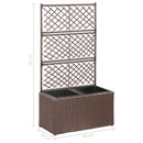 vidaXL barna rácsos polyrattan magaságyás 2 kaspóval 58 x 30 x 107 cm