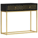 vidaXL fekete és aranyszínű tömör mangófa tálalóasztal 90 x 30 x 75 cm