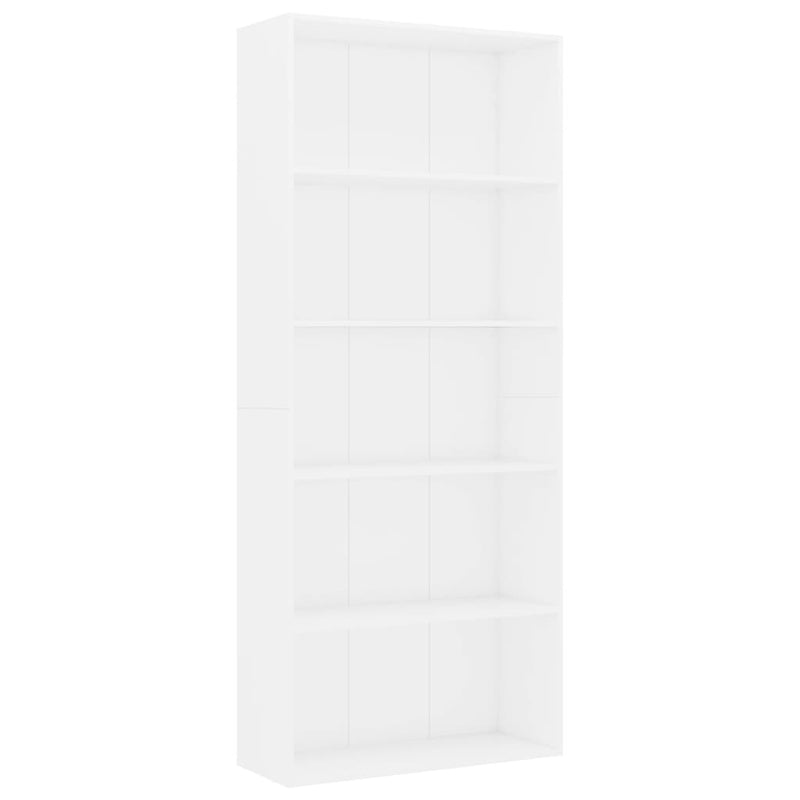 vidaXL 5 szintes fehér szerelt fa könyvszekrény 80 x 30 x 189 cm