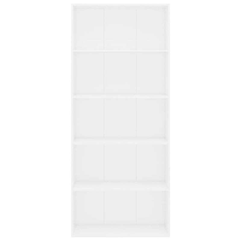 vidaXL 5 szintes fehér szerelt fa könyvszekrény 80 x 30 x 189 cm