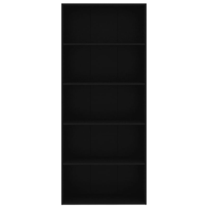 vidaXL 5 szintes fekete szerelt fa könyvszekrény 80 x 30 x 189 cm