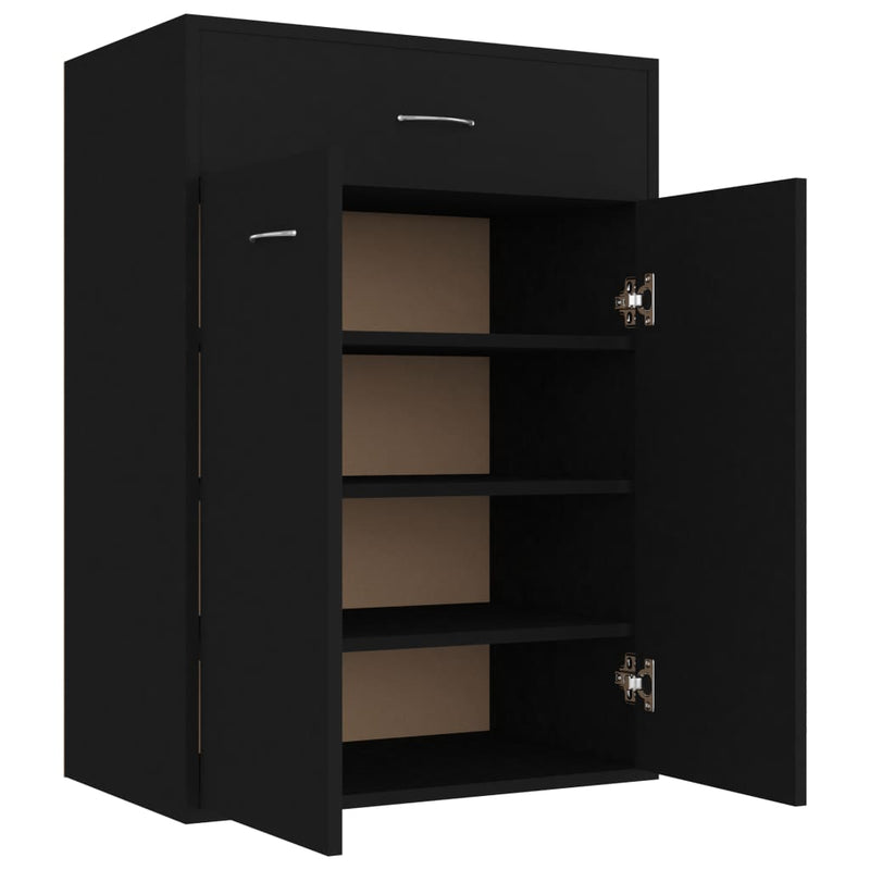 vidaXL fekete szerelt fa cipősszekrény 60 x 35 x 84 cm
