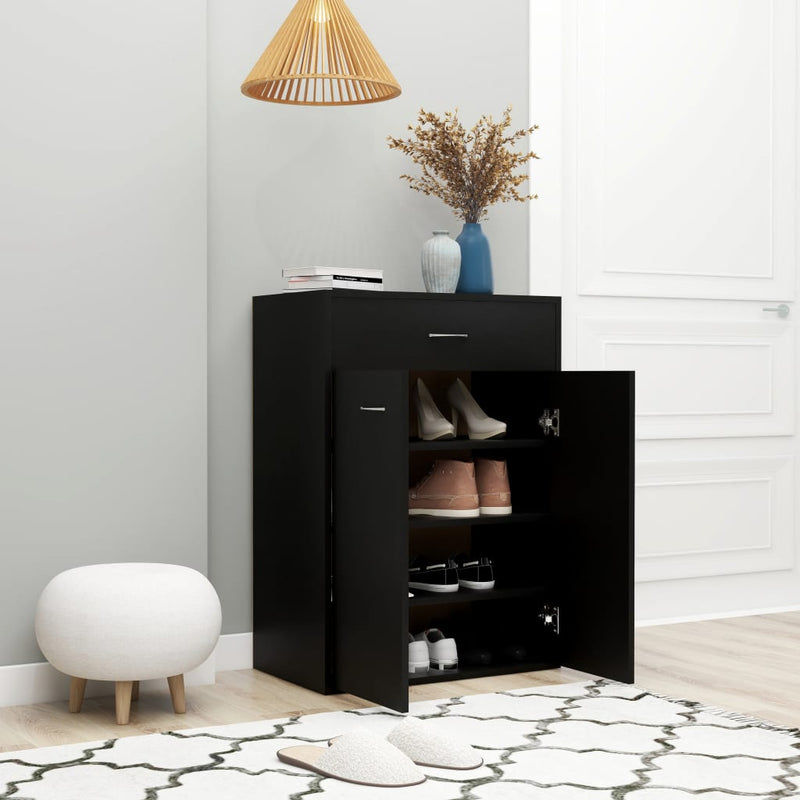 vidaXL fekete szerelt fa cipősszekrény 60 x 35 x 84 cm