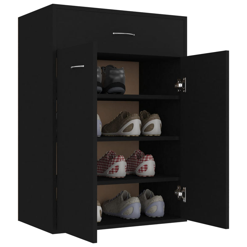vidaXL fekete szerelt fa cipősszekrény 60 x 35 x 84 cm