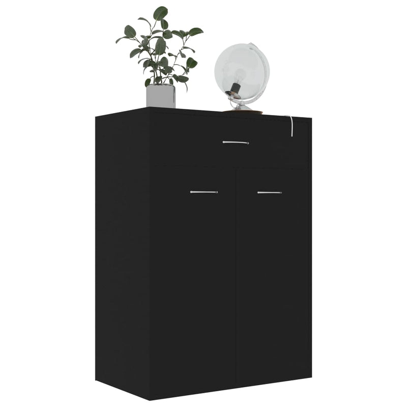 vidaXL fekete szerelt fa cipősszekrény 60 x 35 x 84 cm
