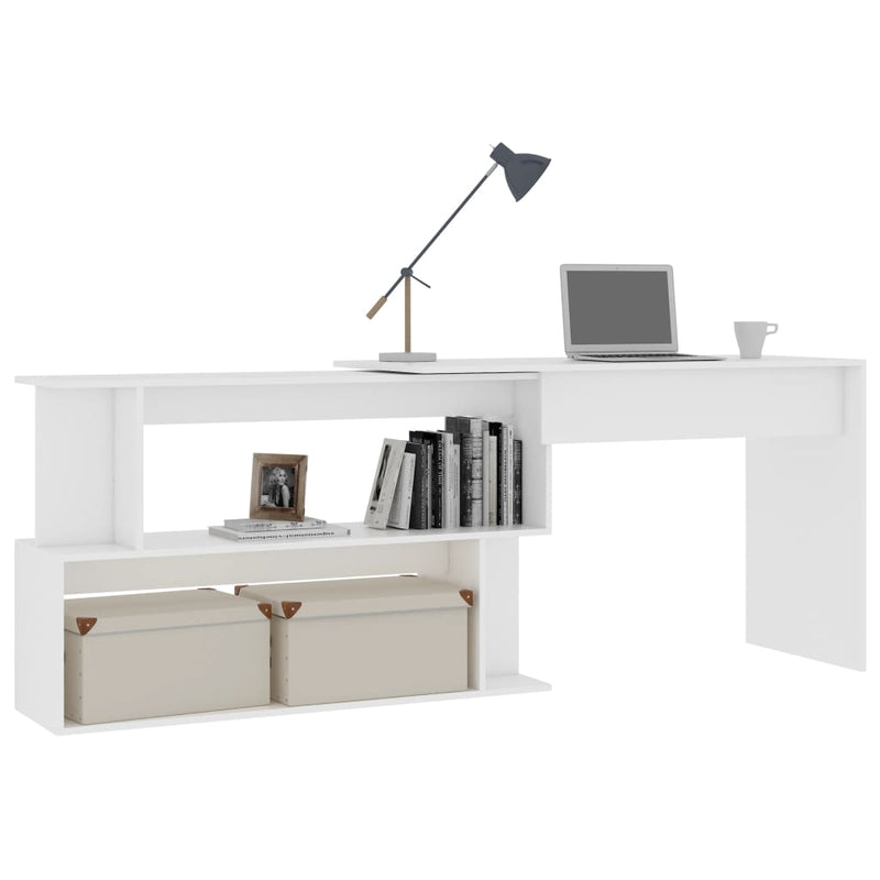 vidaXL fehér szerelt fa sarokasztal 200 x 50 x 76 cm