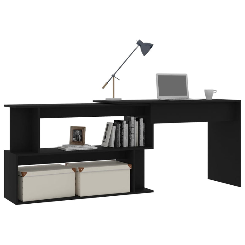 vidaXL fekete szerelt fa sarokasztal 200 x 50 x 76 cm