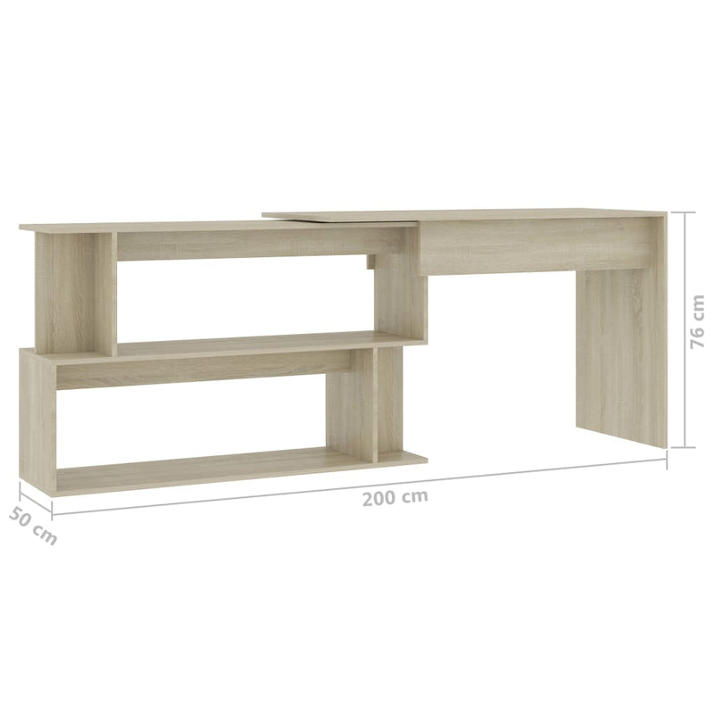vidaXL sonoma tölgy színű szerelt fa sarokasztal 200 x 50 x 76 cm