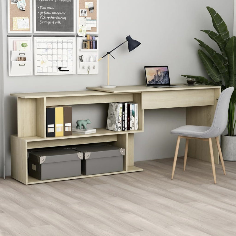 vidaXL sonoma tölgy színű szerelt fa sarokasztal 200 x 50 x 76 cm
