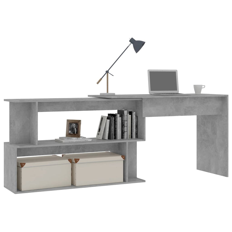 vidaXL betonszürke szerelt fa sarokasztal 200 x 50 x 76 cm