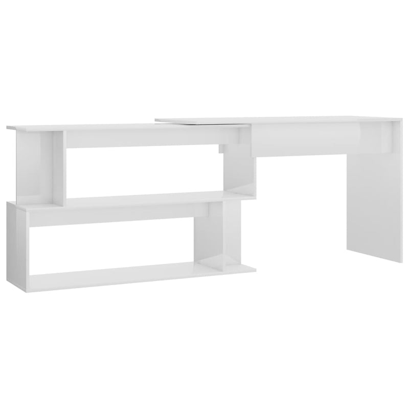vidaXL magasfényű fehér szerelt fa sarokasztal 200 x 50 x 76 cm