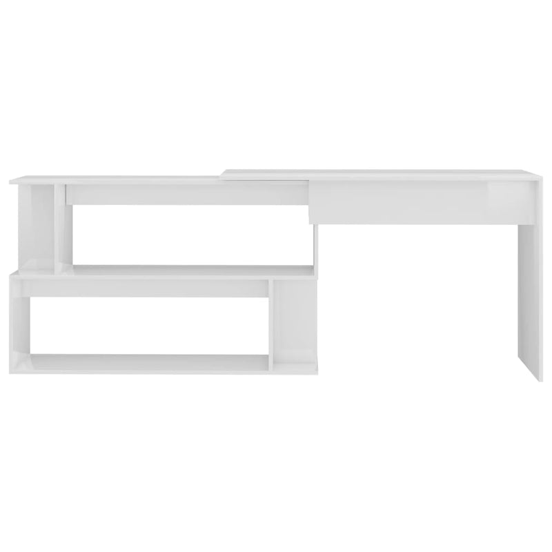 vidaXL magasfényű fehér szerelt fa sarokasztal 200 x 50 x 76 cm