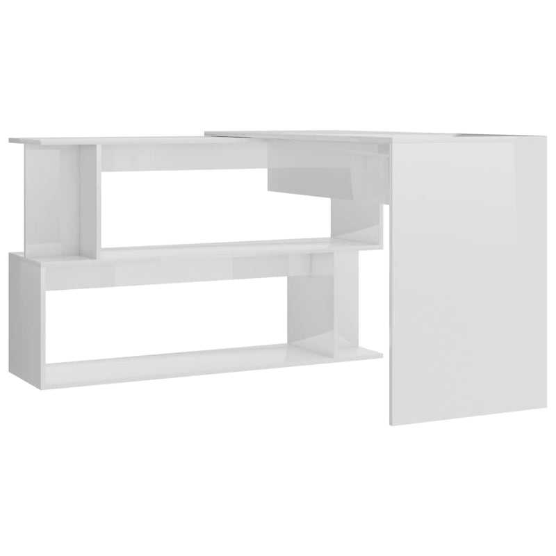 vidaXL magasfényű fehér szerelt fa sarokasztal 200 x 50 x 76 cm