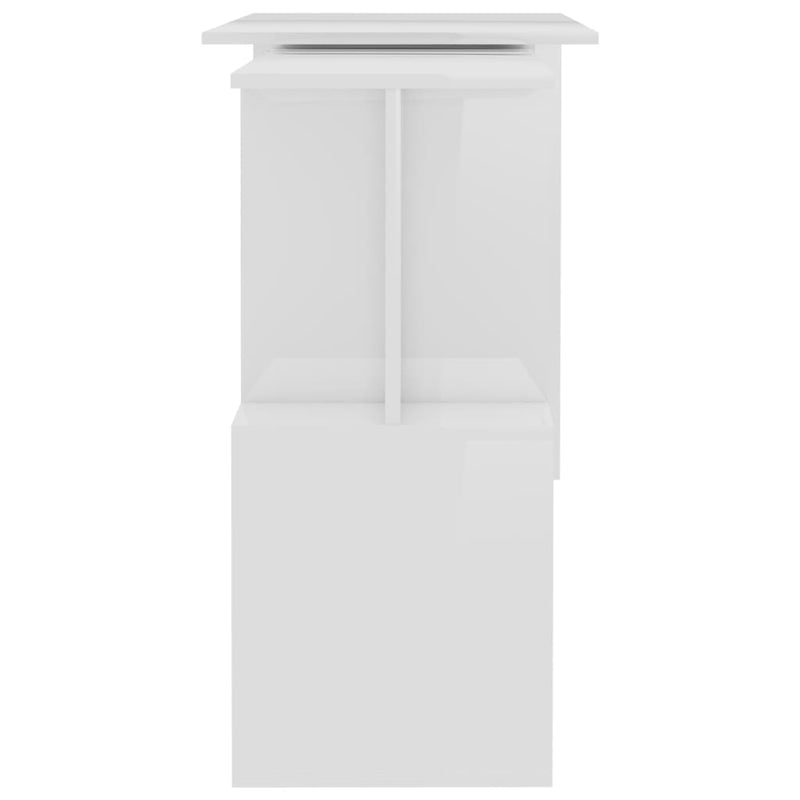 vidaXL magasfényű fehér szerelt fa sarokasztal 200 x 50 x 76 cm
