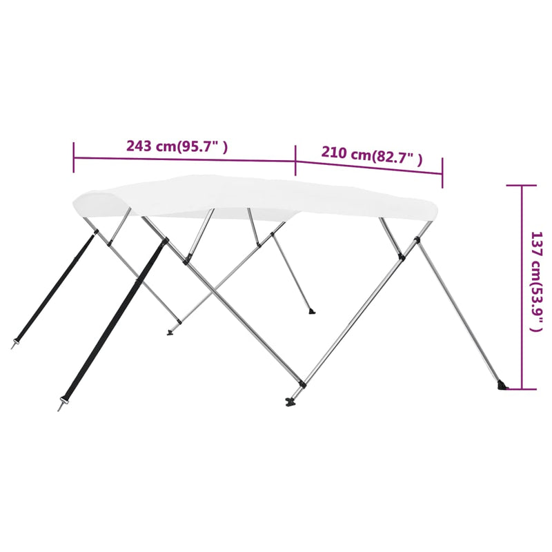 vidaXL fehér négyágú bimini tető 243 x 210 x 137 cm
