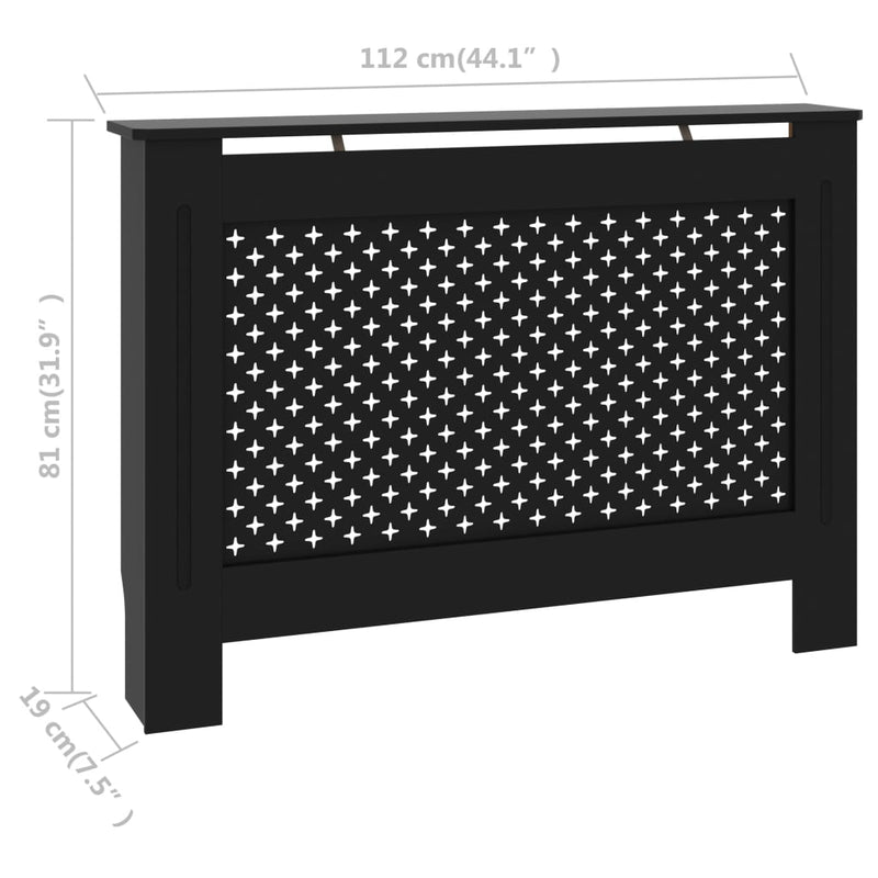 vidaXL fekete MDF radiátorburkolat 112 x 19 x 81,5 cm