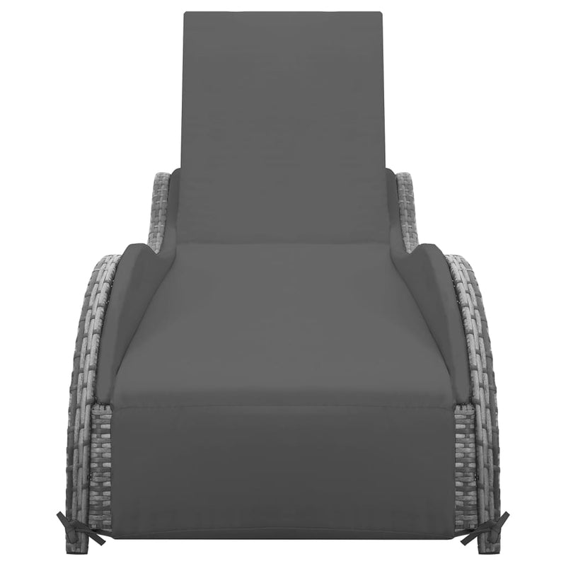 vidaXL antracitszürke polyrattan napozóágy párnával