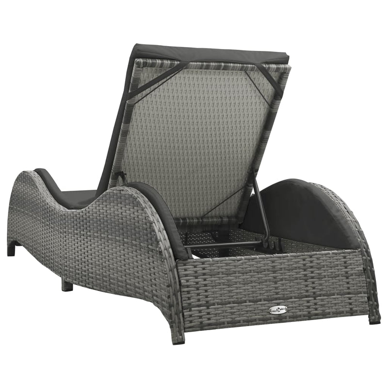 vidaXL antracitszürke polyrattan napozóágy párnával