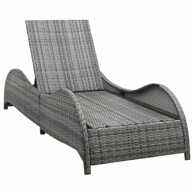 vidaXL antracitszürke polyrattan napozóágy párnával