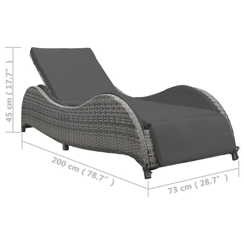 vidaXL antracitszürke polyrattan napozóágy párnával