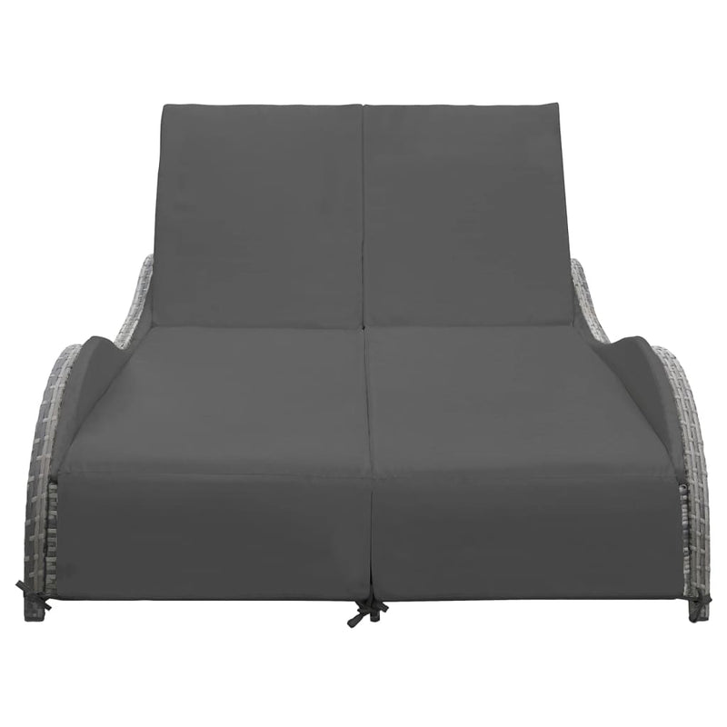 vidaXL kétszemélyes antracitszürke polyrattan napozóágy párnával