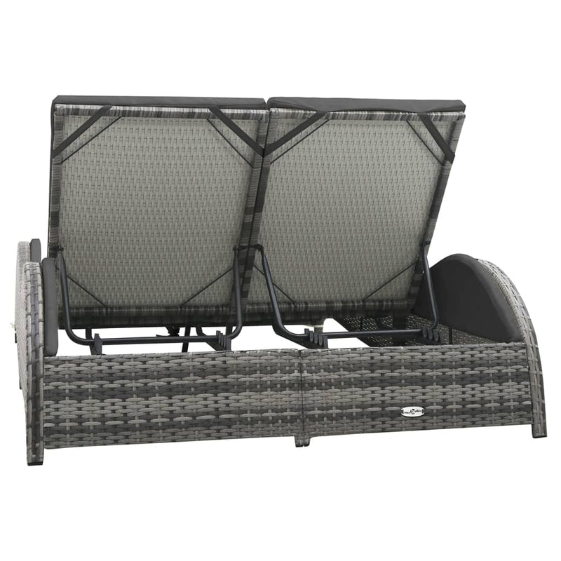 vidaXL kétszemélyes antracitszürke polyrattan napozóágy párnával